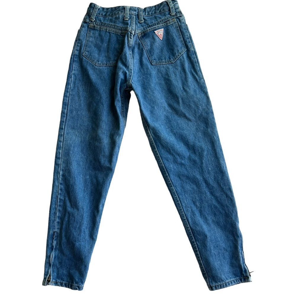Vintage Guess USA 90’s Triangle Logo High Rise Tapered Ankle Zipper Jeans Sz 29